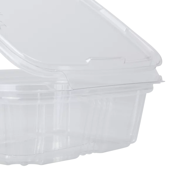Karat 12oz PET Plastic Tamper Resistant Hinged Deli Container with Lid - 200 sets