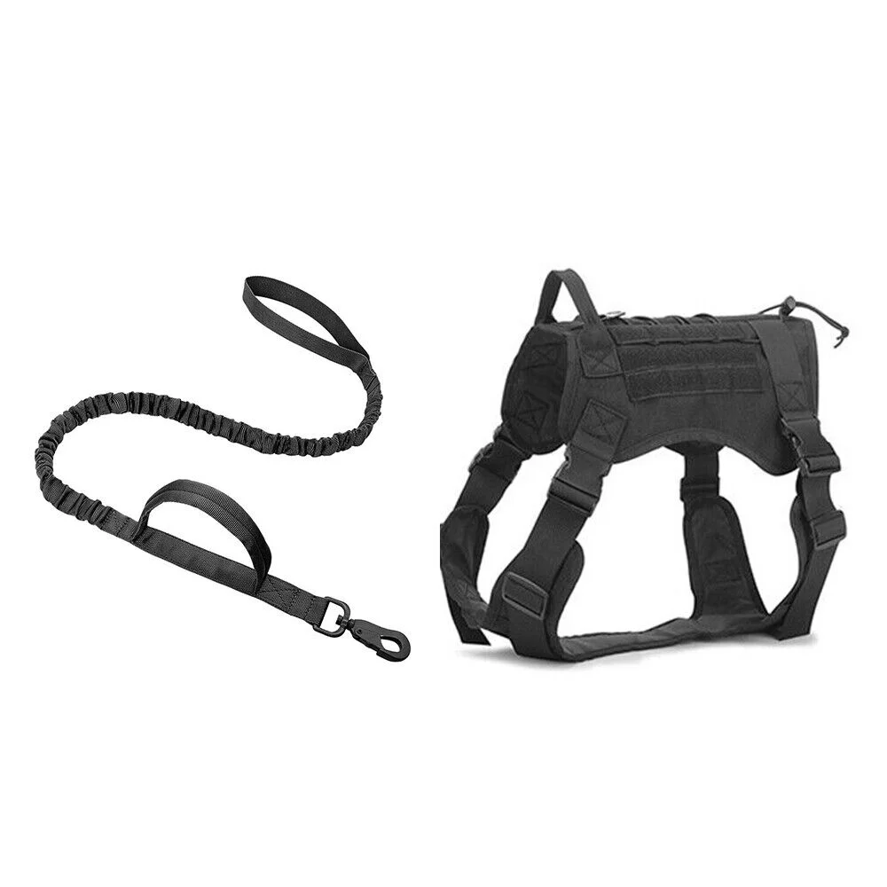 Adjustable Training Tactical Pet Dog Harness Vest +Retractable Leash Set No-Pull