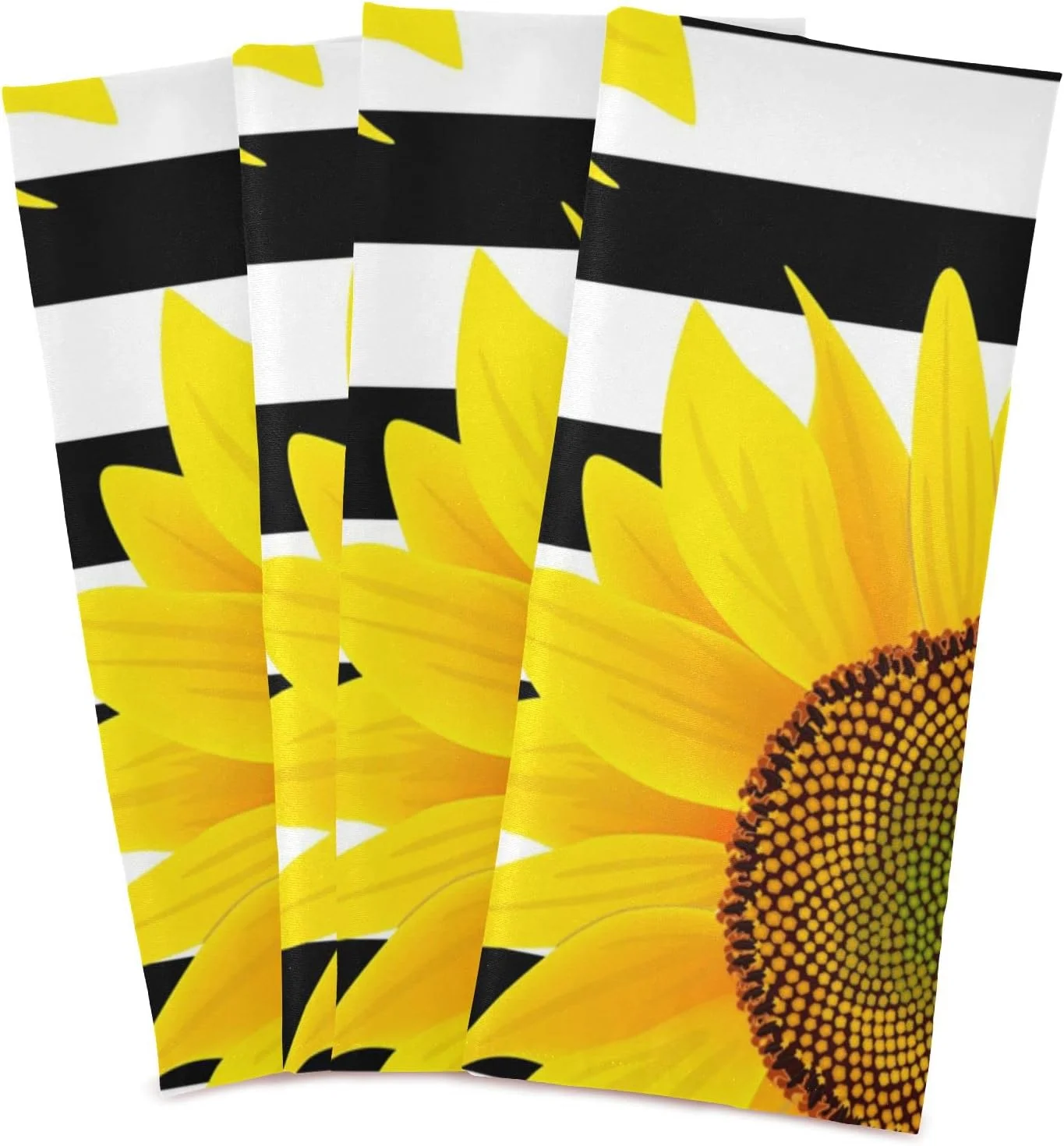 GZHJMY Sunflowers on A Striped Black and White Kitchen Towels Set of 6 Dishcloths Hand Towels Tea Towels Ultra Absorbent for Cleaning Washing Drying Dishes Tableware 28'' x 18''
