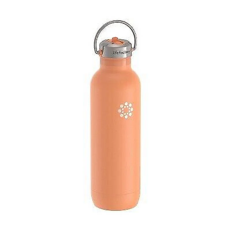 Lifefactory 24oz Stainless Steel Sport Bottle with Straw Cap - Apricot