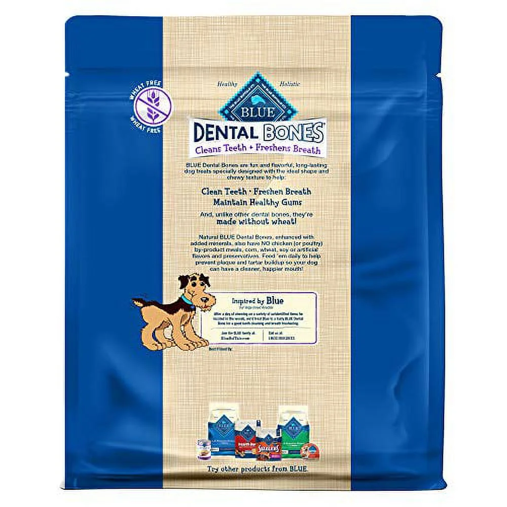 Blue Buffalo Dental Bones Large Natural Dental Chew Dog Treats, (50 lbs and up) 36-oz Bag Jumbo Pack