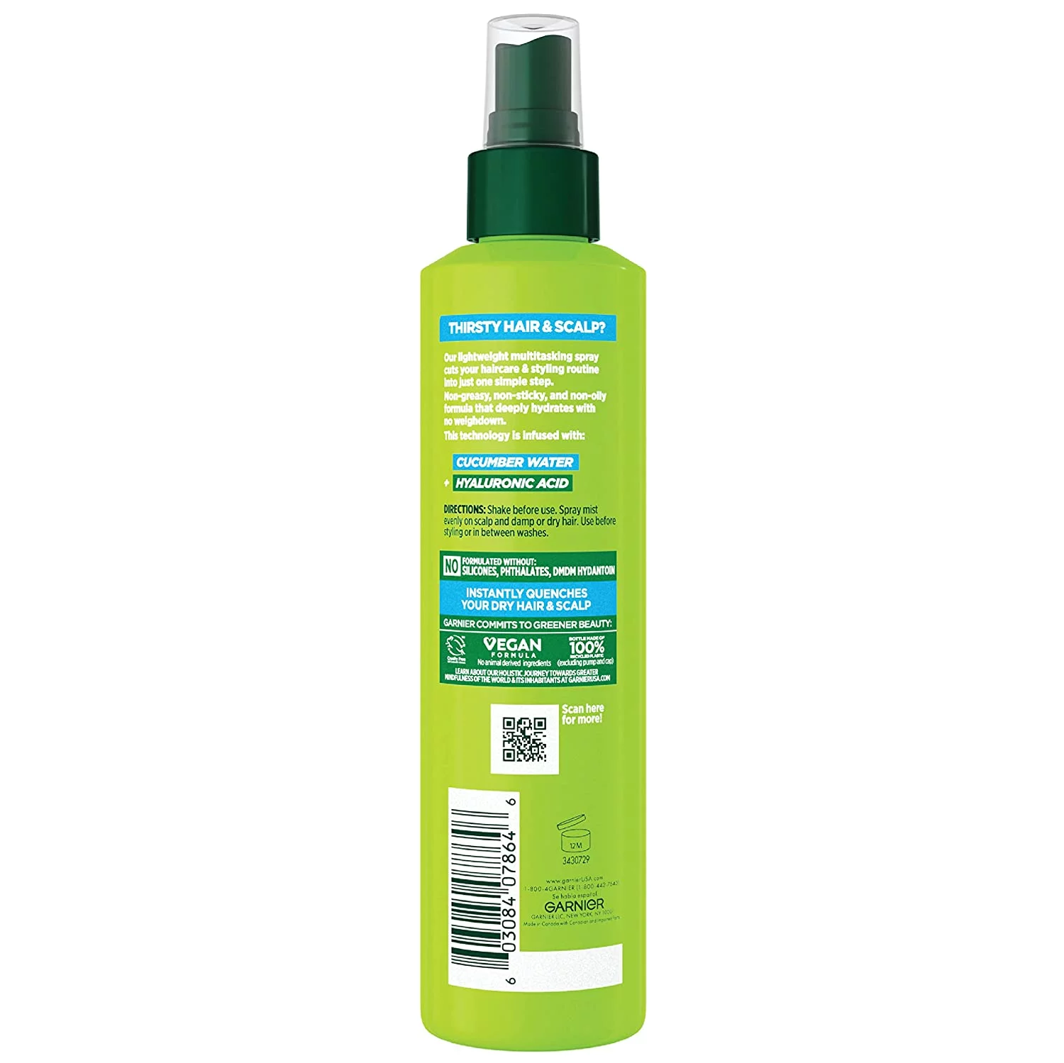 Garnier Fructis Pure Moisture 10-In-1 Spray, Hair Treatment With 10 Moisturing Benefits For Dry Hair And Dry Scalp, Hydrating Formula 8.1 Fl Oz