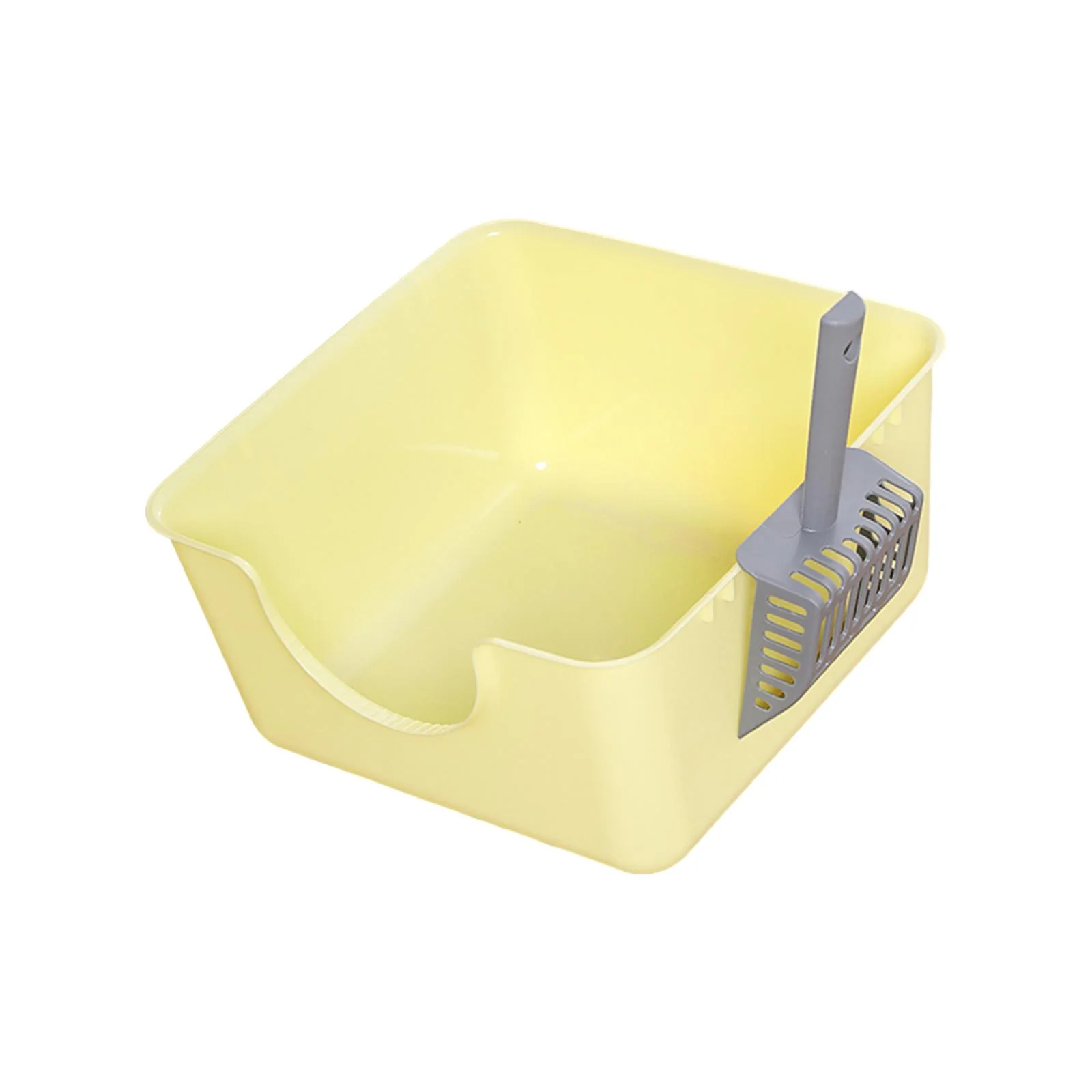 Gazechimp Open Top Pet Litter Tray Anti Splashing with Cat Litter Scooper Cat Litter Box Yellow
