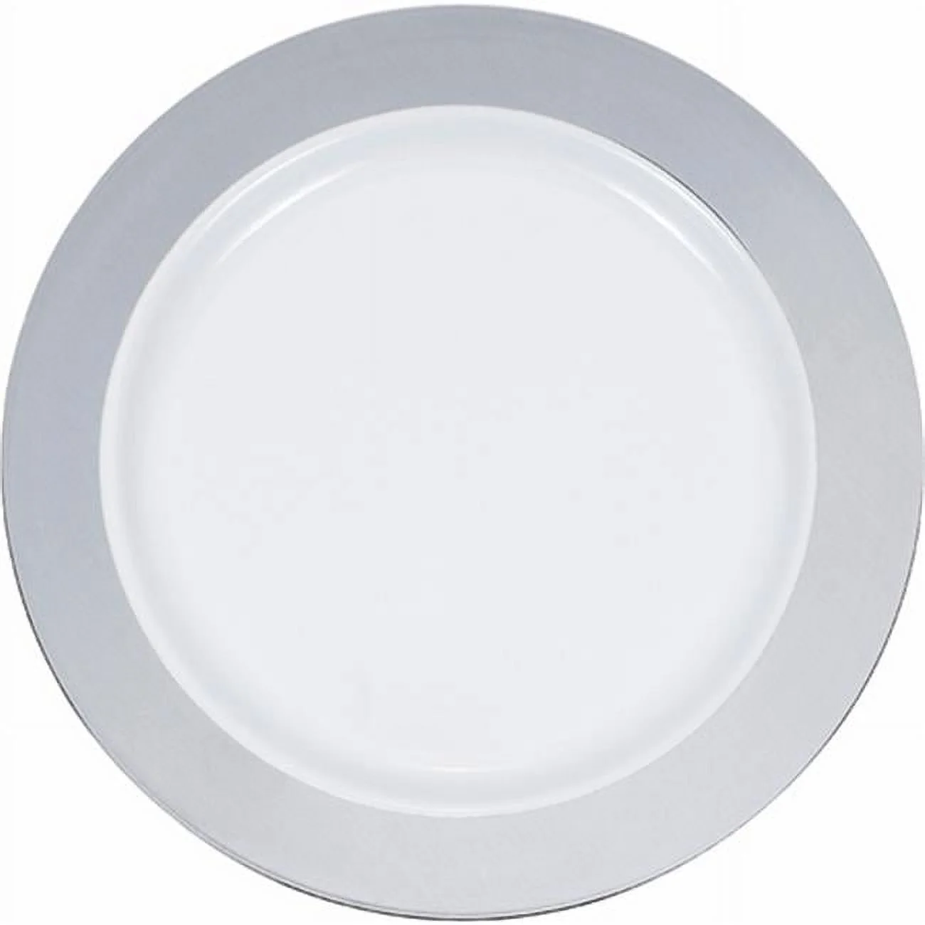 9 in. Silver Rim Plastic Dinner Plates - 120 Count