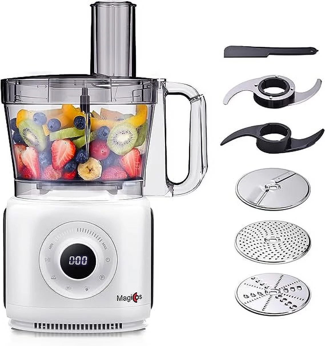 Open Box MAGICCOS 7-in-1 Large Digital Food Processors 14Cup 1000W FP416A - Pearl White
