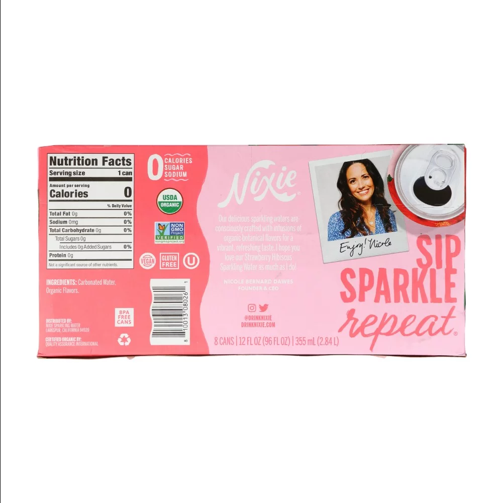 Nixie Sparkling Water Strawberry Hibiscus, 12 fl oz