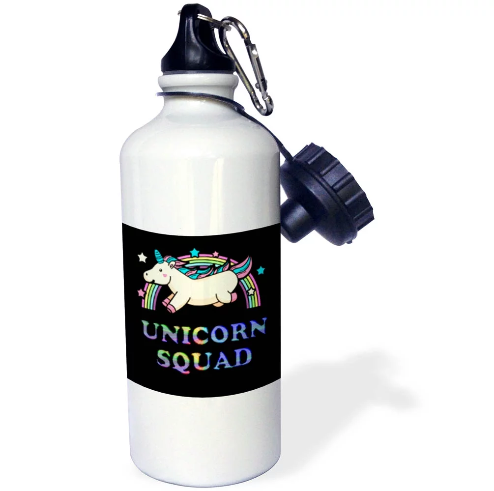 3dRose Unicorn Squad Card With A Super Cute Unicorn - Straw Water Bottle, 21-ounce