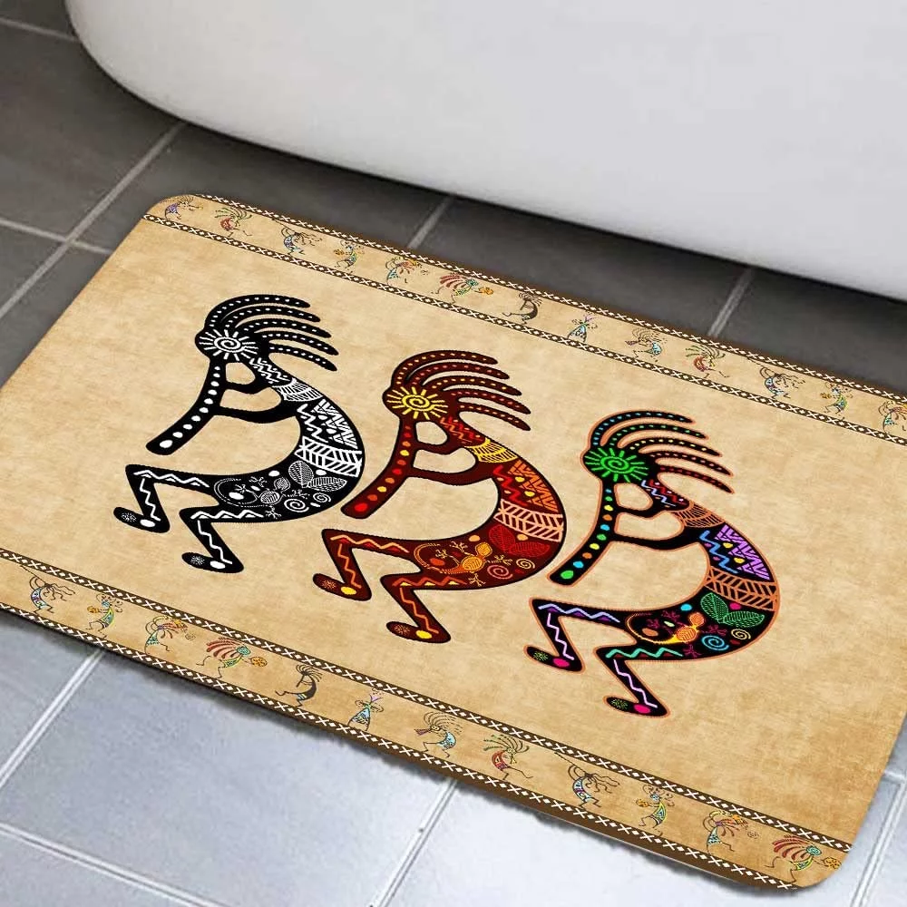 Southwestern Bathroom Rugs, Southwestern Tribal Native America Rugs Kokopelli Bathroom Rugs Geometric Retro Abstract Art Hipster Bath mat Southwestern Bathroom Rugs