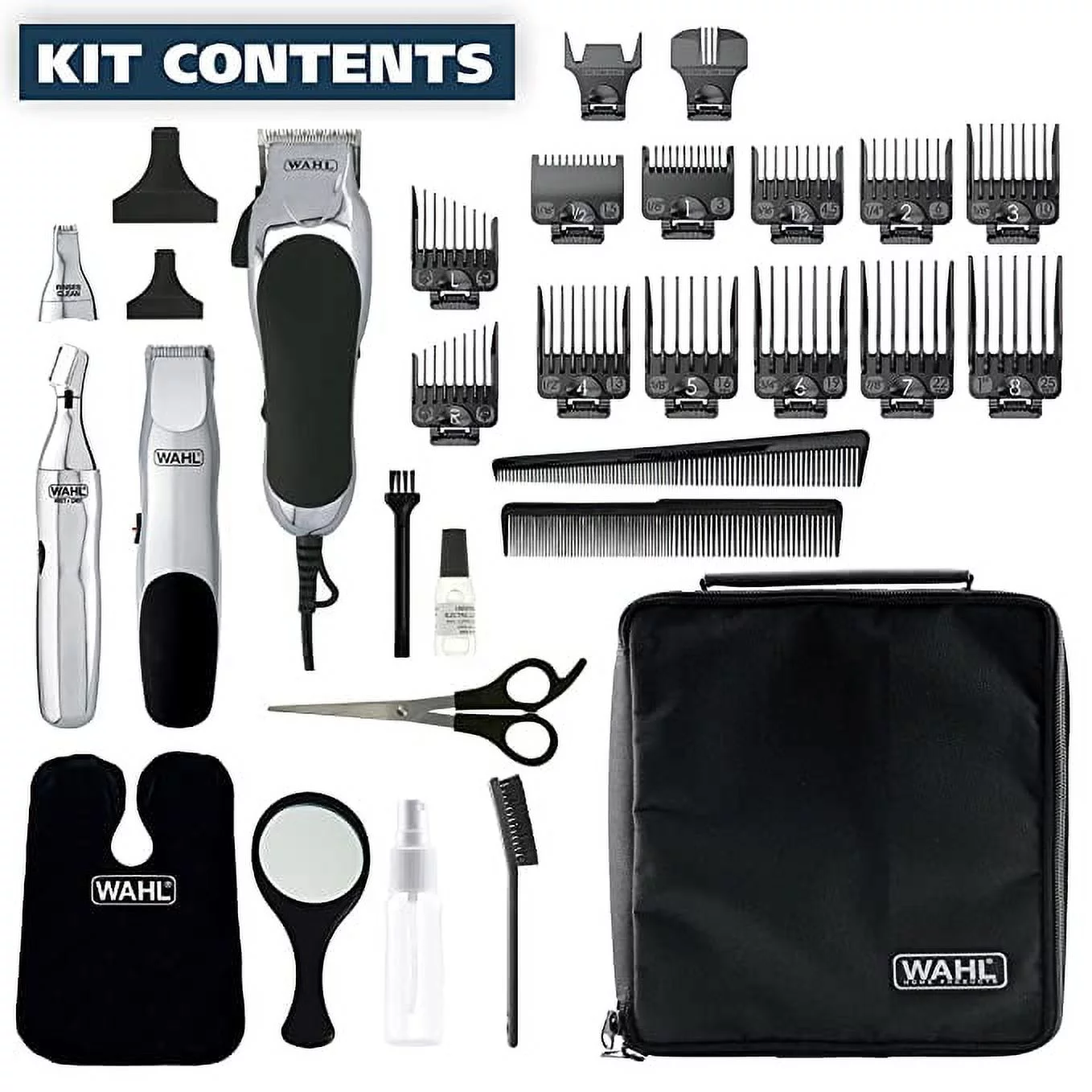 Wahl 30 Piece Hair Cut Home Barber Kit Trimmer Clipper Signature Series Haircut
