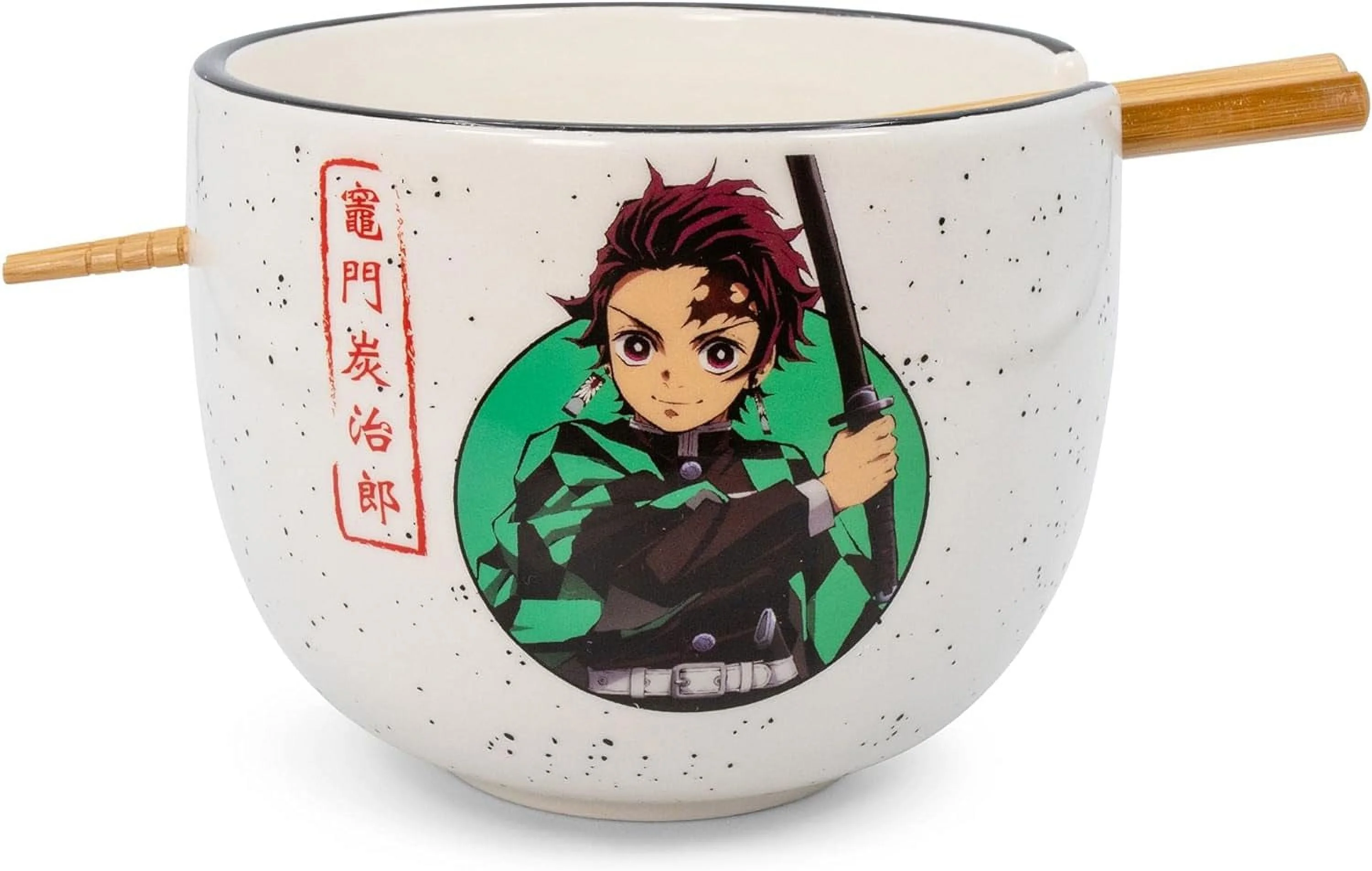 Demon Slayer Tanjiro Japanese Dinnerware Set | 16-Ounce Ramen Bowl, Chopsticks