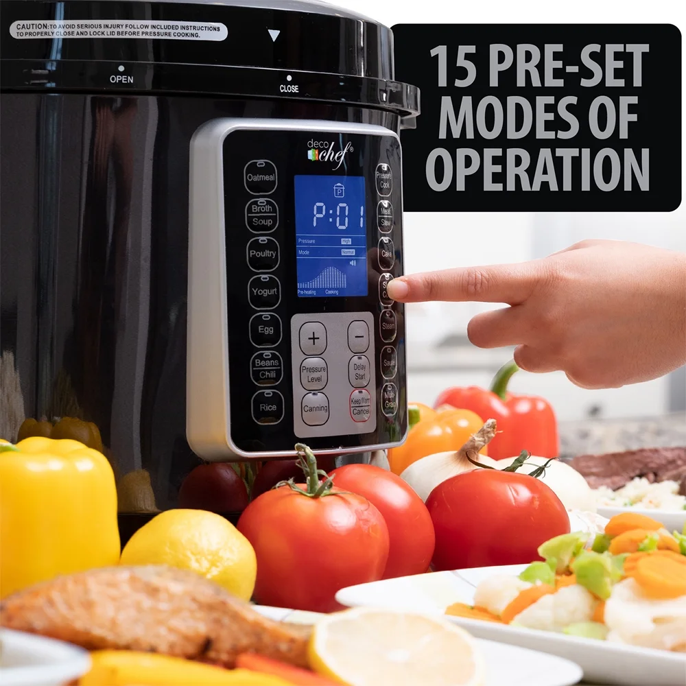 Deco Chef 8 QT 10-in-1 Pressure and Slow Cooker Multi-Mode Cooking with Warranty