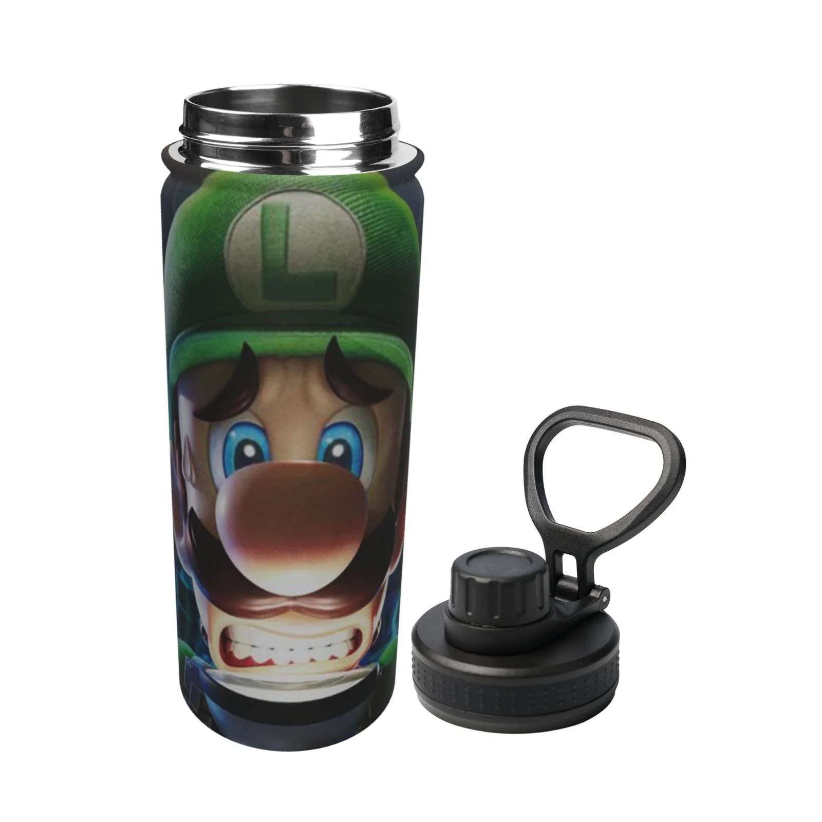 Luigi's Mansion Frightened Unisex Sports Insulated Water Bottles Kettle Stainless Steel Portable Cup 18OZ For School Travel Gym Running