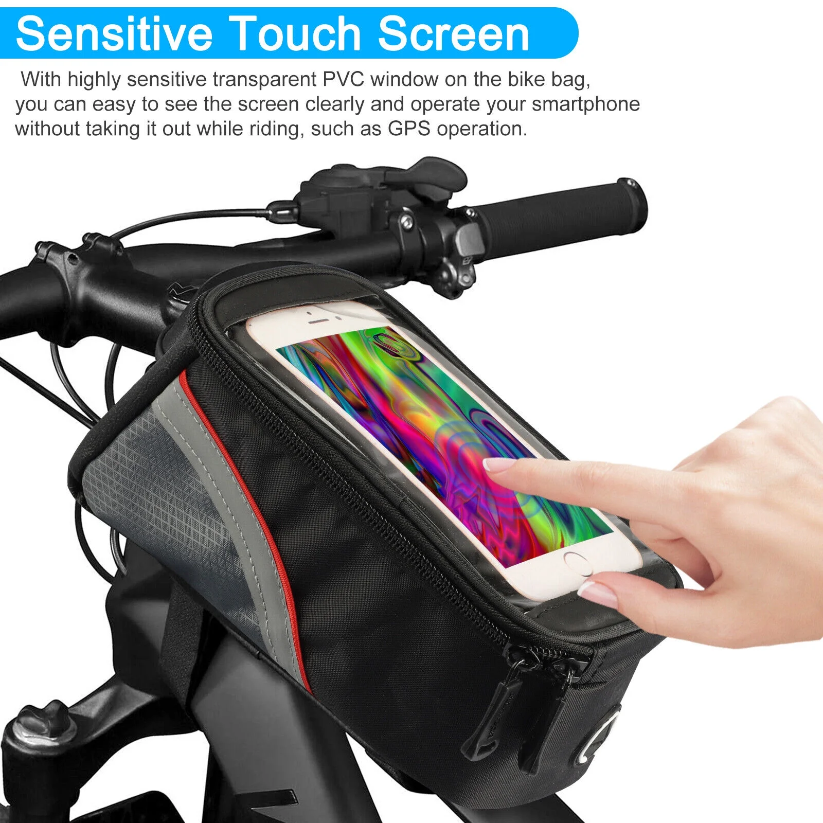 Waterproof Bicycle Frame Tube Front Top Bag MTB Bike Cycling Touch Phone Holder