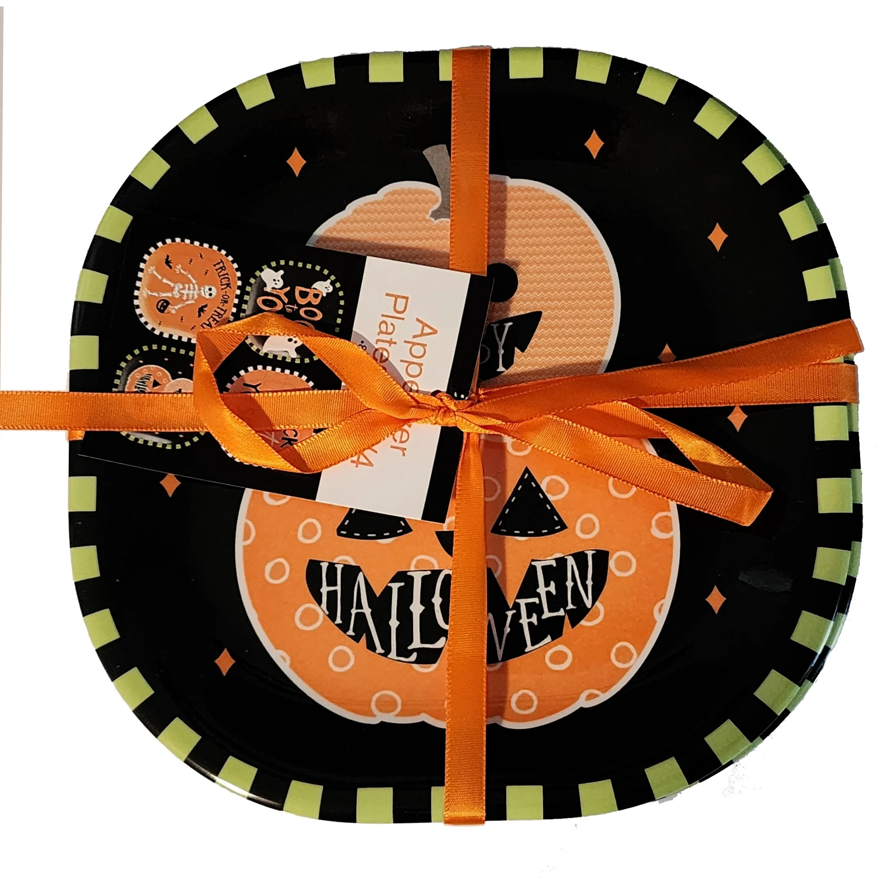 Kane Halloween 8-inch Melamine Appetizer Plates Set of 4 Skeleton Ghost