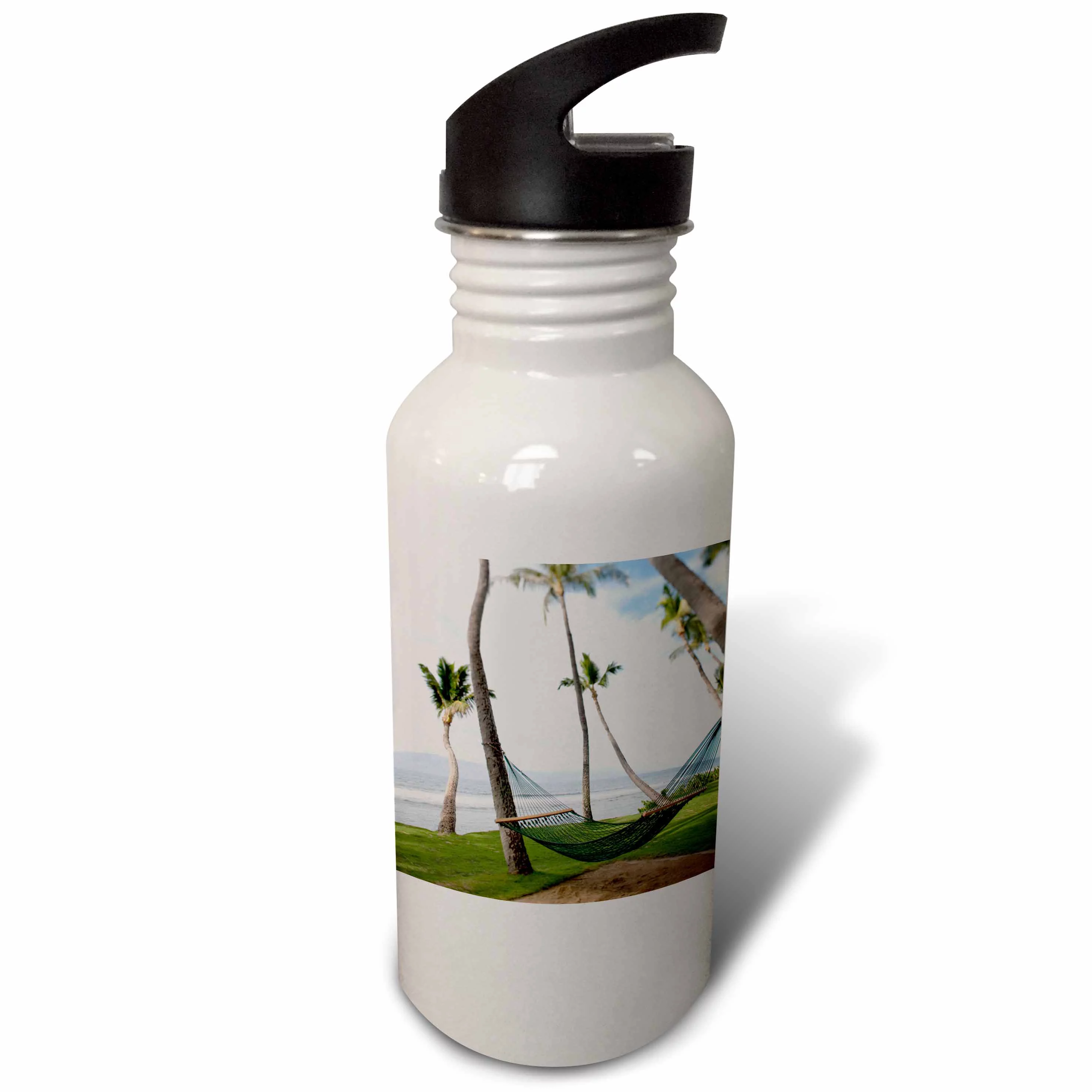Hammock under Hawaiian palm trees, Maui, Hawaii - US10 JGS0039 - Jim Goldstein 21 oz Sports Water Bottle wb-89190-1