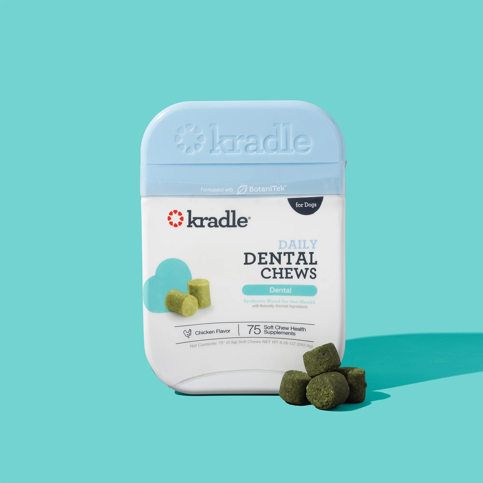 Kradle Calming Dental Soft Chews, Dog Gut Health, Teeth & Gums Support, Chicken Flavor, 75 Count