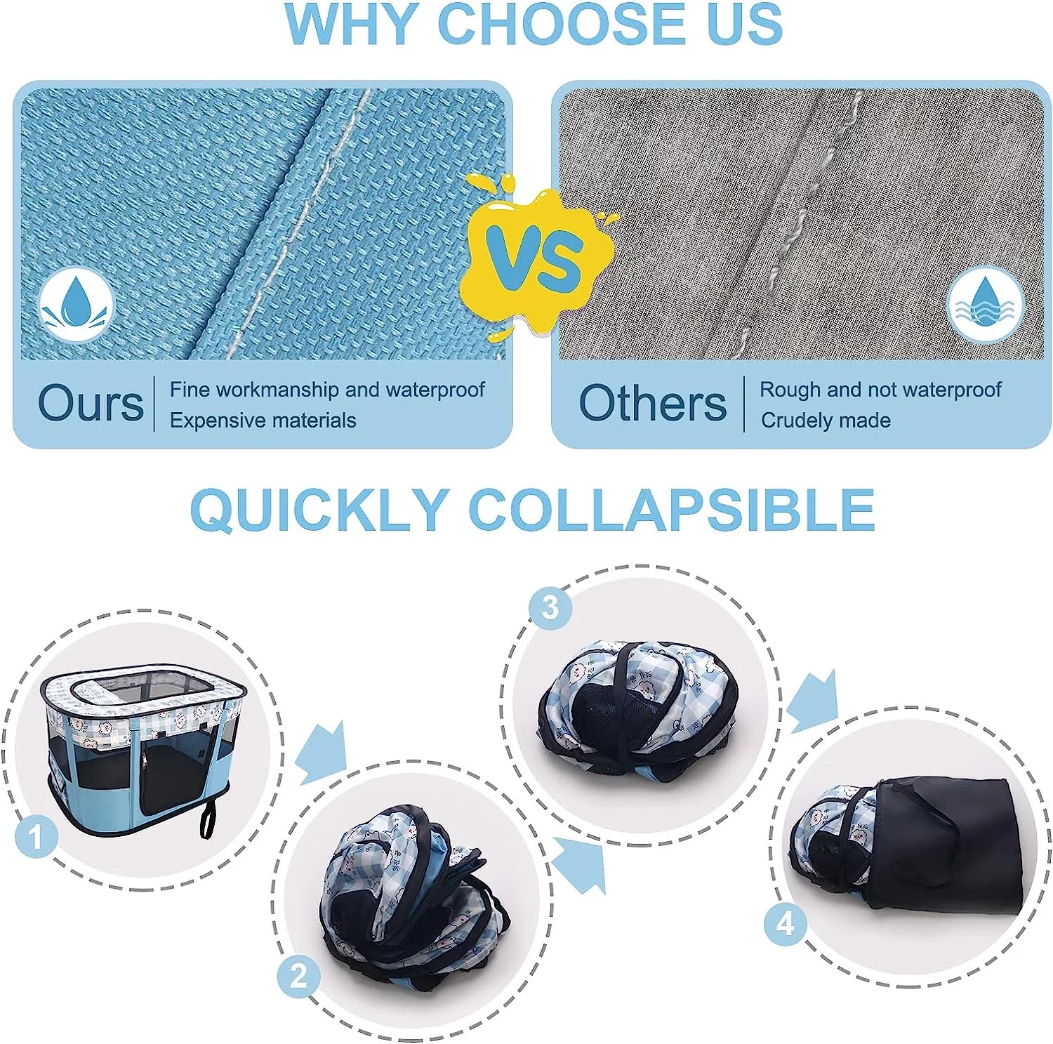 Portable Dog Playpen|  Dog House Indoor Outdoor| Pet Playpen for Small Dogs| Dog Travel Accessories Cat Kennel