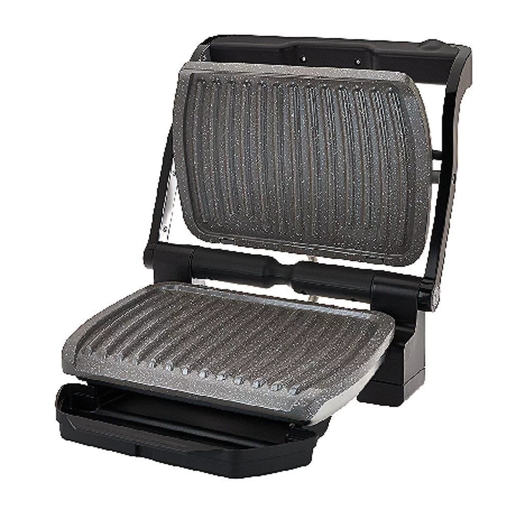 T-FAL GC704 OptiGrill With Recipe Book Indoor Electric Grill Removable Ceramic Plates - Stainless Steel Silver