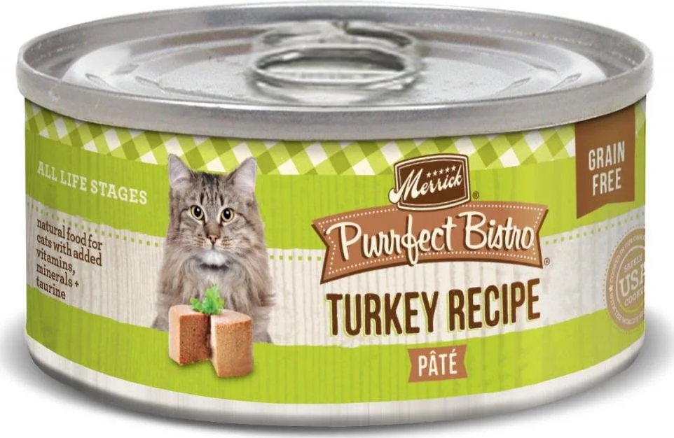 Merrick Purrfect Bistro Grain Free Wet Cat Food Turkey Recipe Pate 5.5oz, case of 24