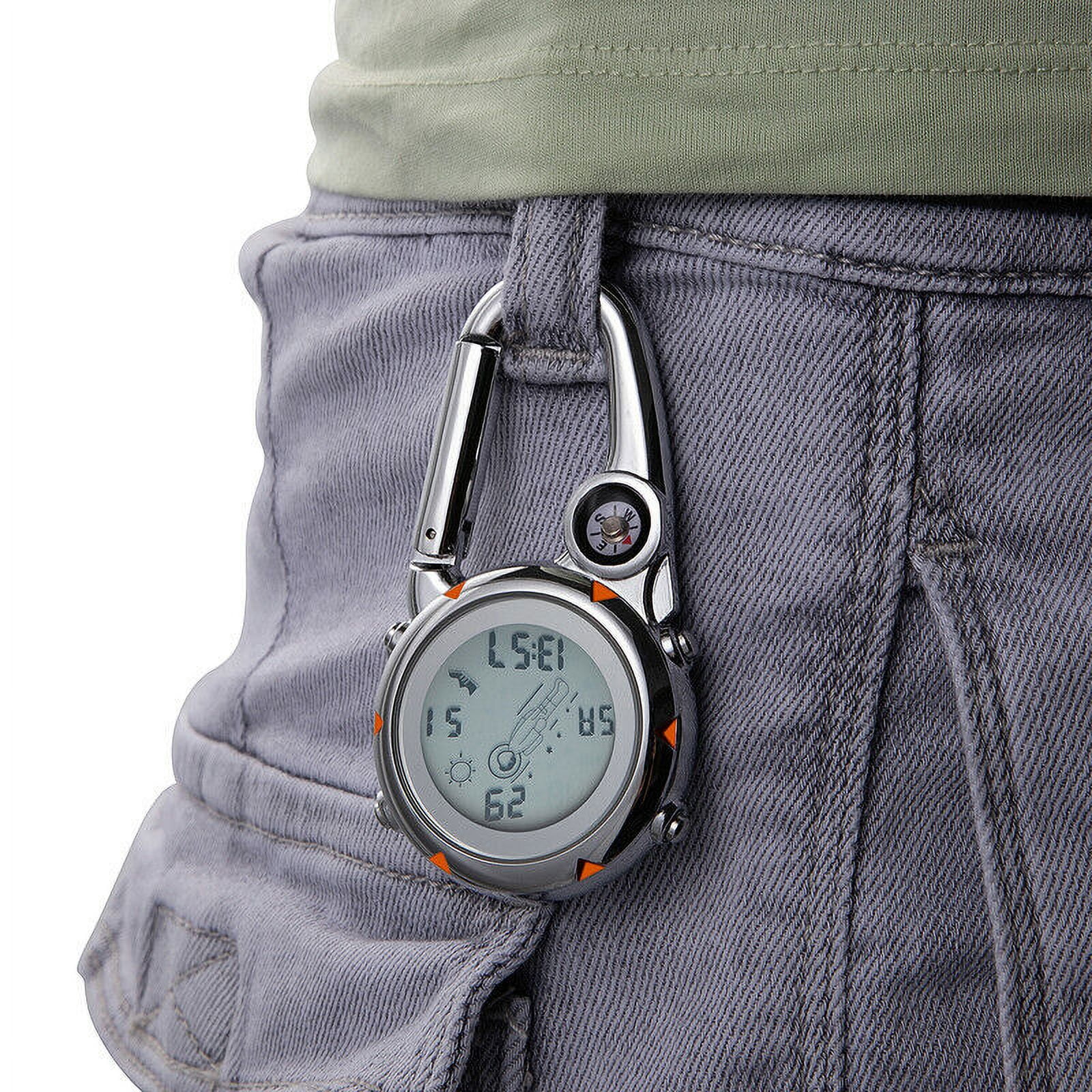 Multifunction Clip-On Carabiner Backpack Digital Watch W/ Light Compass Calendar