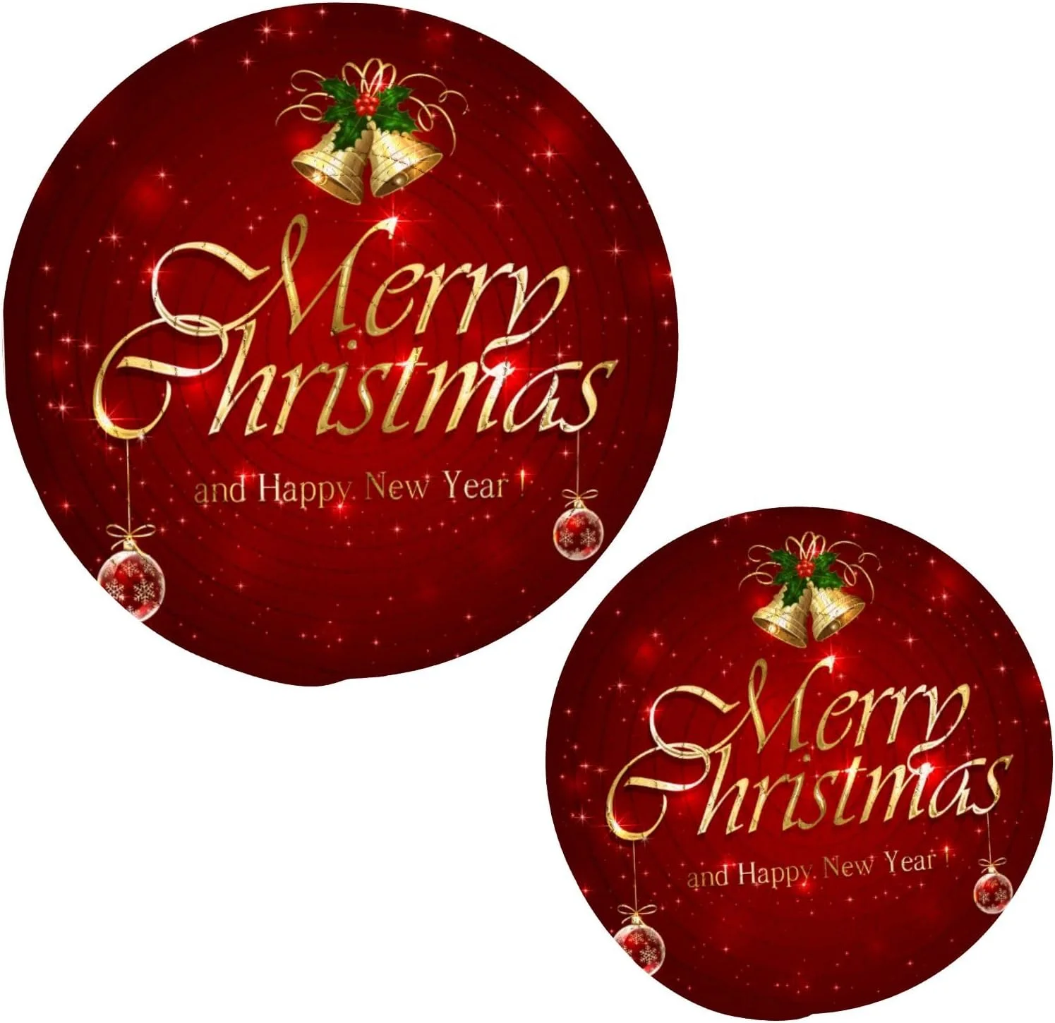 GZHJMY Christmas Red Snowflake Heat Resistant Trivets Potholders 2PCS, Round Cotton Weave Handmade Pot Holder, Non-Slip Hot Mats Kitchen Dining Plate Mat for Kitchen Pans Bowl Teapot