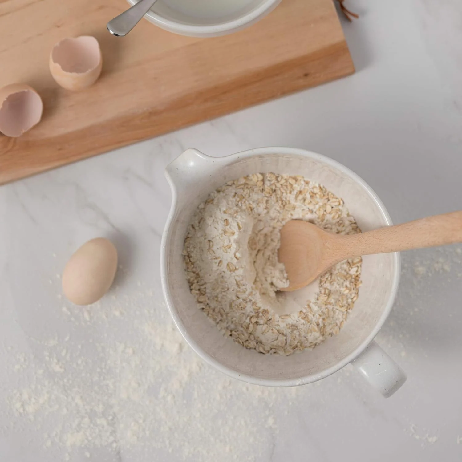 Ceramic Stoneware 2.2-Qt Batter Bowl - Fattoria Collection, White | Microwave & Dishwasher Safe Bakeware | Food Safe Glazing | Restaurant Quality Serveware