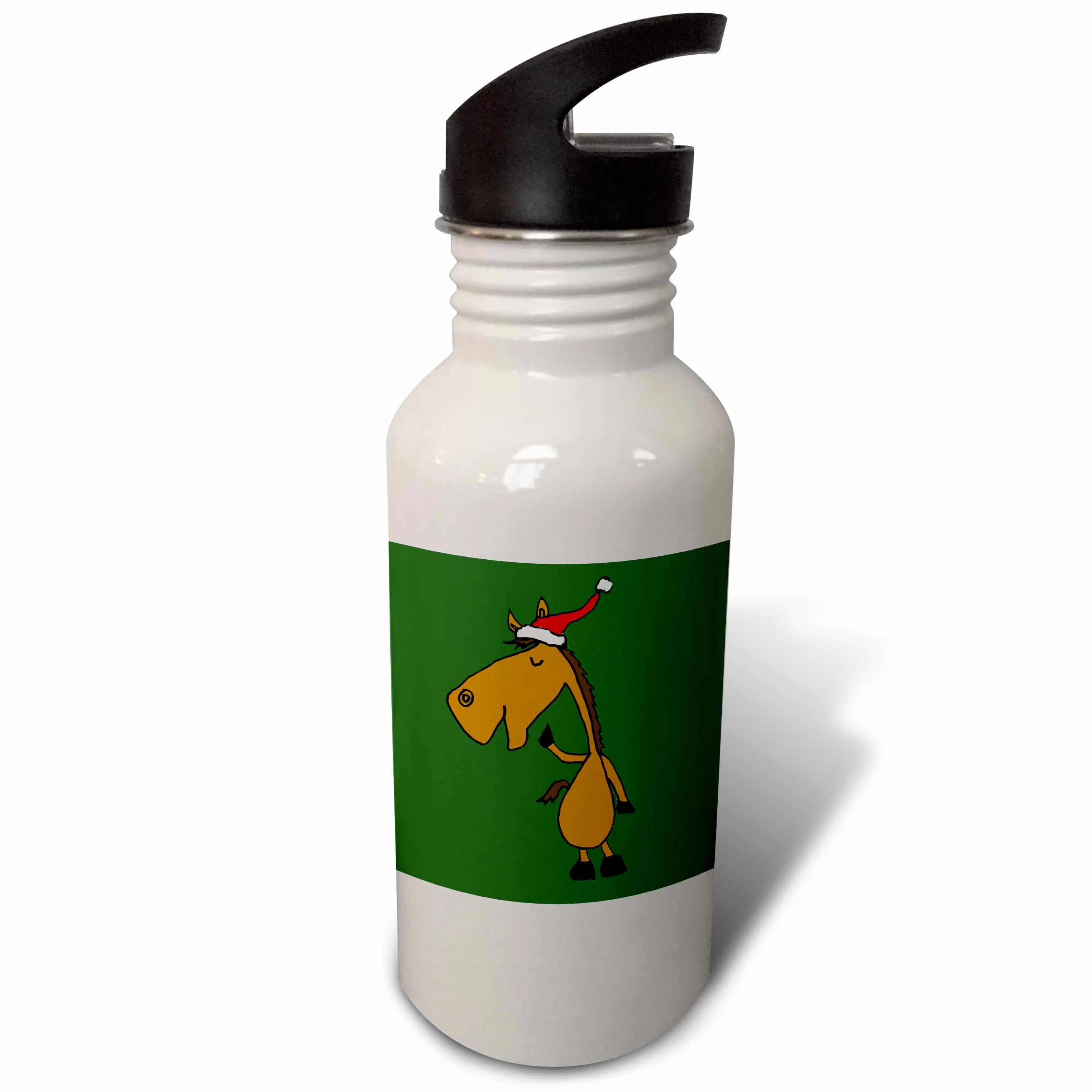 Funny Horse Wearing Santa Hat 21 oz Sports Water Bottle wb-201760-1