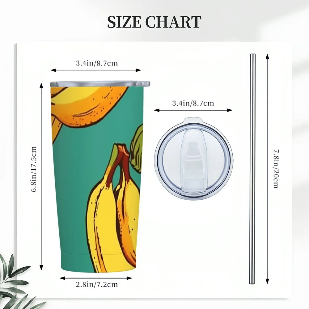 COMIO Insulated Water Bottle Stainless Steel Water Bottles Metal Water Bottle, Cartoon Fruit Banana