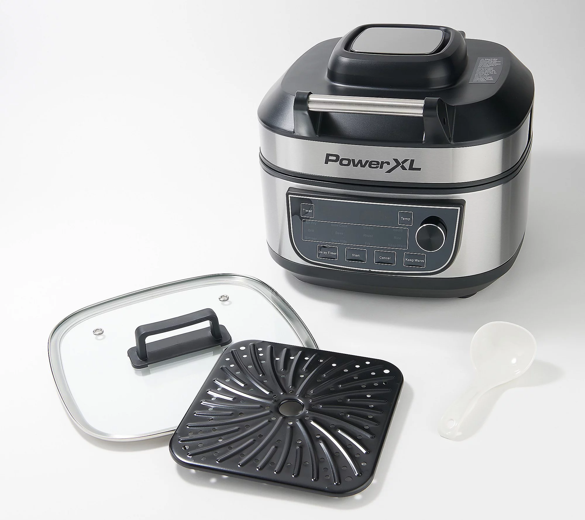 Restored PowerXL 1550W 6-qt 12-in-1 Grill Air Fryer Combo with Glass Lid (Refurbished)