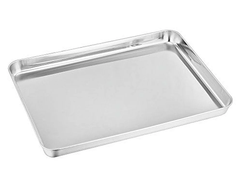 TeamFar Baking Sheet Set of 2, Stainless Steel Baking Pans Tray Cookie Sheet, Non Toxic & Healthy, Mirror Finish & Rust Free, Easy Clean & Dishwasher Safe