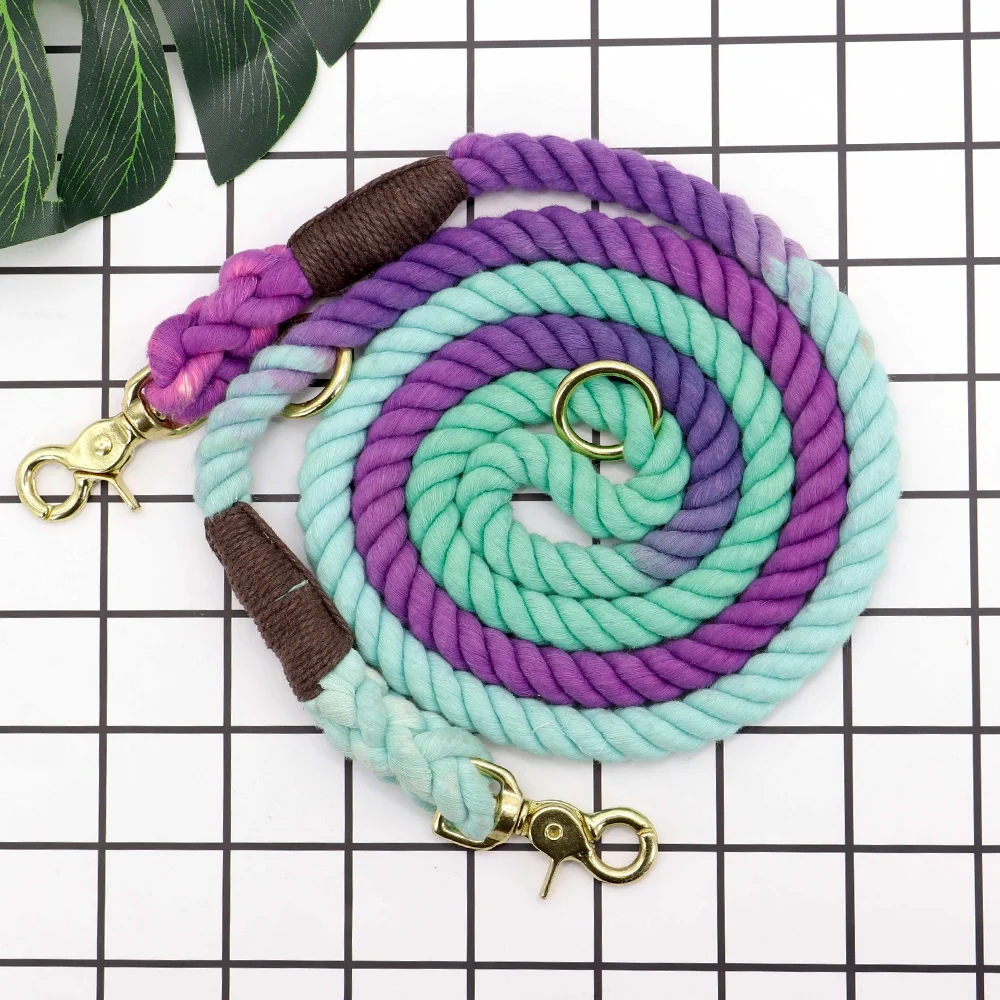 Didog 6ft Long Hands Free Dog Leash Braided Cotton Rope Pet Walking Leashes Training Adjustable Double Ended