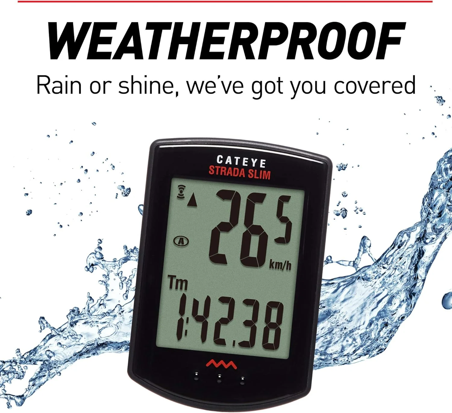 Strada Slim Wireless Bike Computer, Black