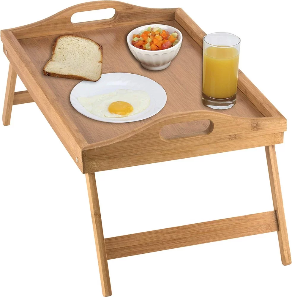 Homritus Bed Tray Table with Folding Legs and Breakfast Tray Bamboo Bed Table and Bed Tray with Legs