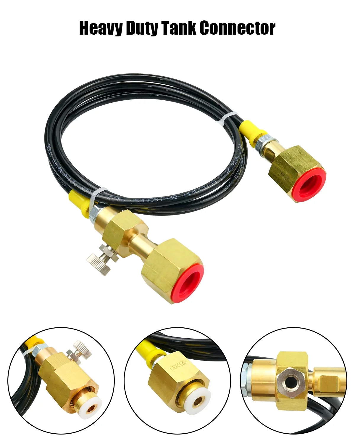 OCHIKI CO2 Tank Filling Station Charging Adapter with 60Inch Hose Fit for Filling Soda Machine CGA320 to CGA320 Threaded CO2 Tank