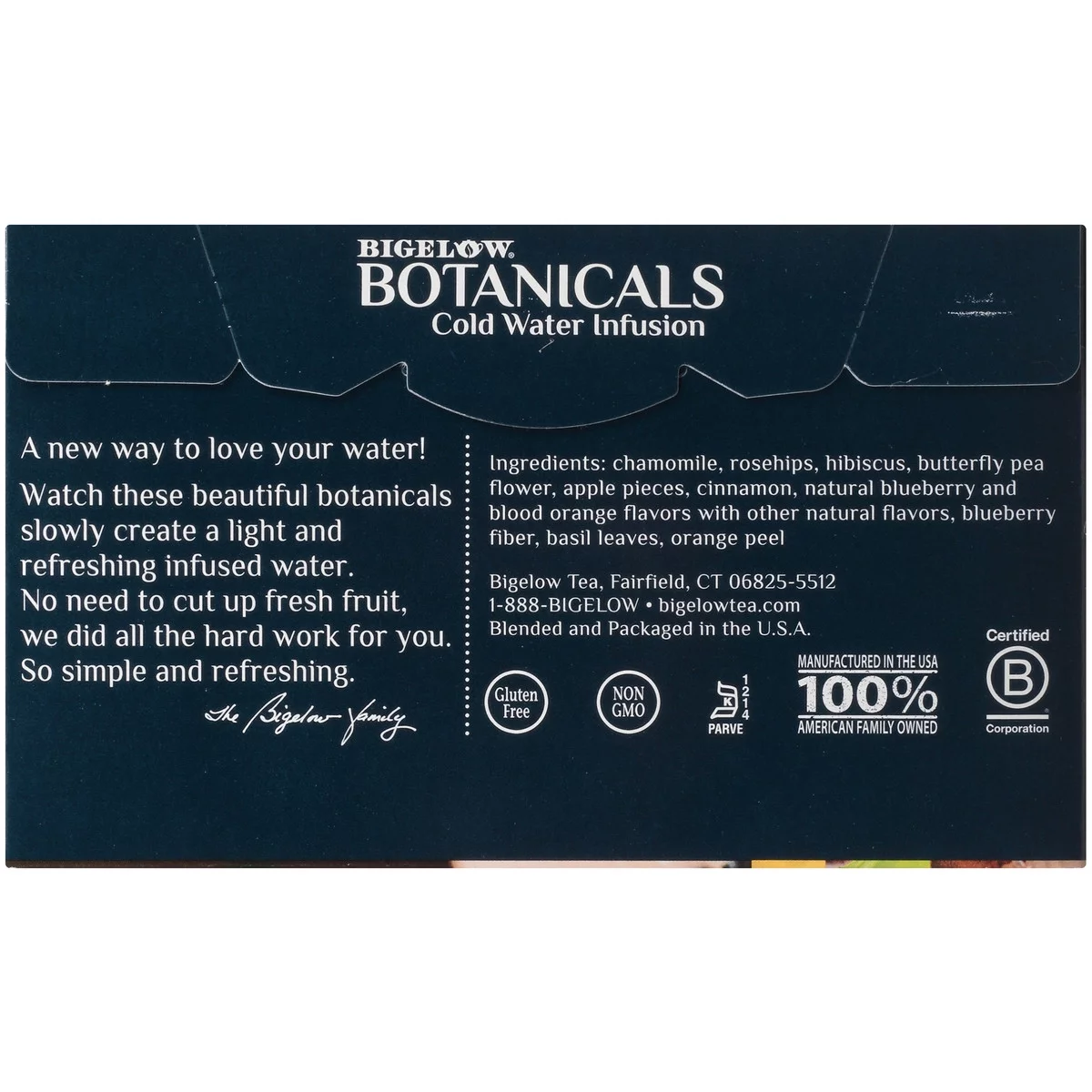 Bigelow Tea Botanicals Cold Water Infusion Caffeine Free Herbal Tea Blueberry Citrus Basil Pack of 3