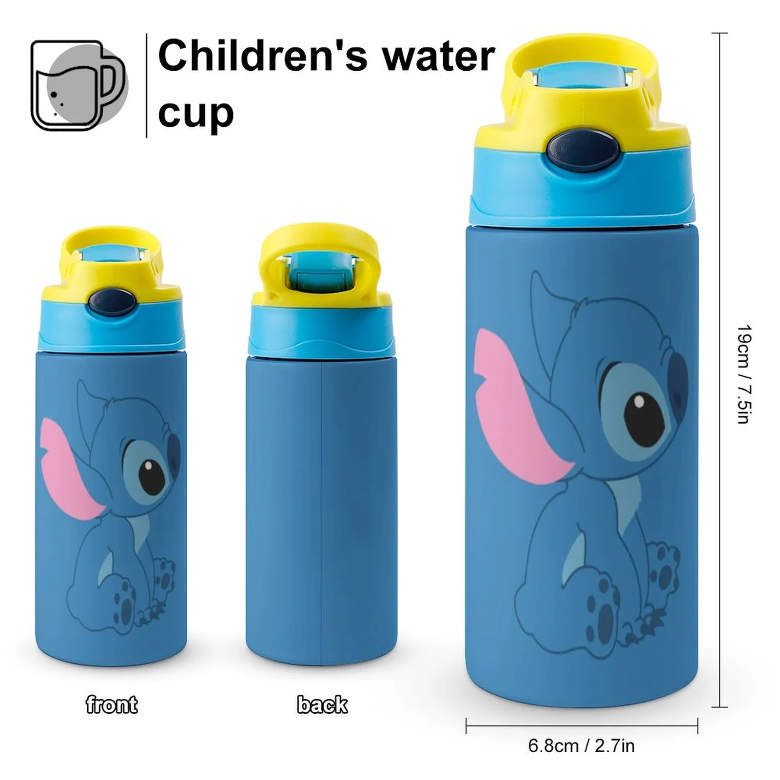 Stitch Children's Water Bottle Vacuum Insulated Stainless Steel Cup With Straw Toddler Thermoses