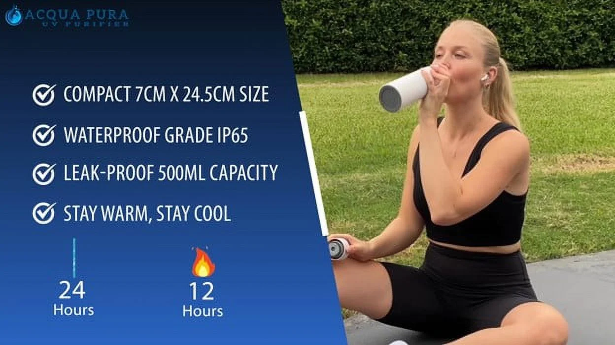 ACQUA PURA UV PURIFIER SELF-CLEANING STAINLESS STEEL INSULATED WATER BOTTLE