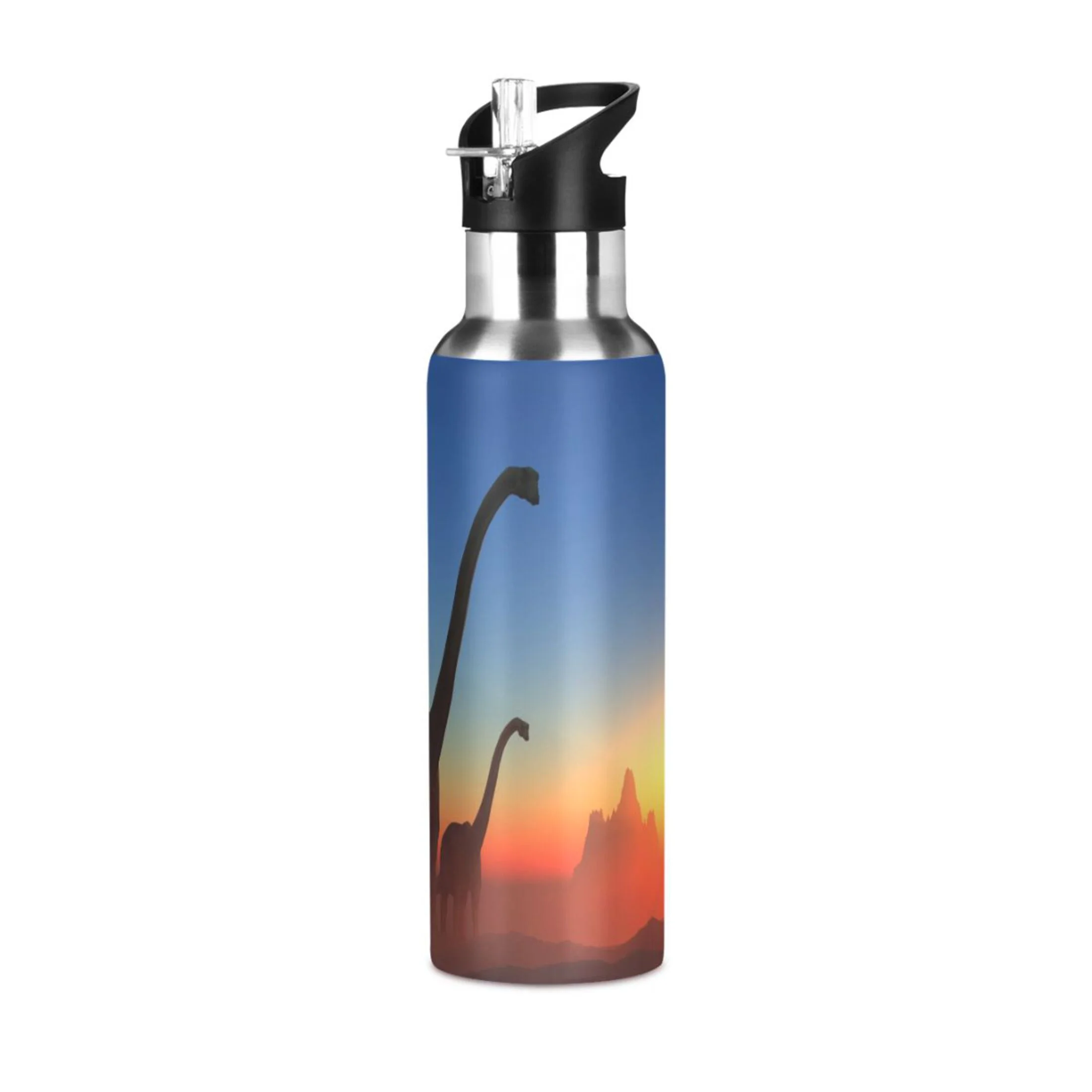 Stainless Steel Water Bottle Dinosaurs with Straw Lid Vacuum Insulated Keeps Hot and Cold Leak Proof Flask Jug for Gym Travel Sports Cycling Outdoor 20 OZ