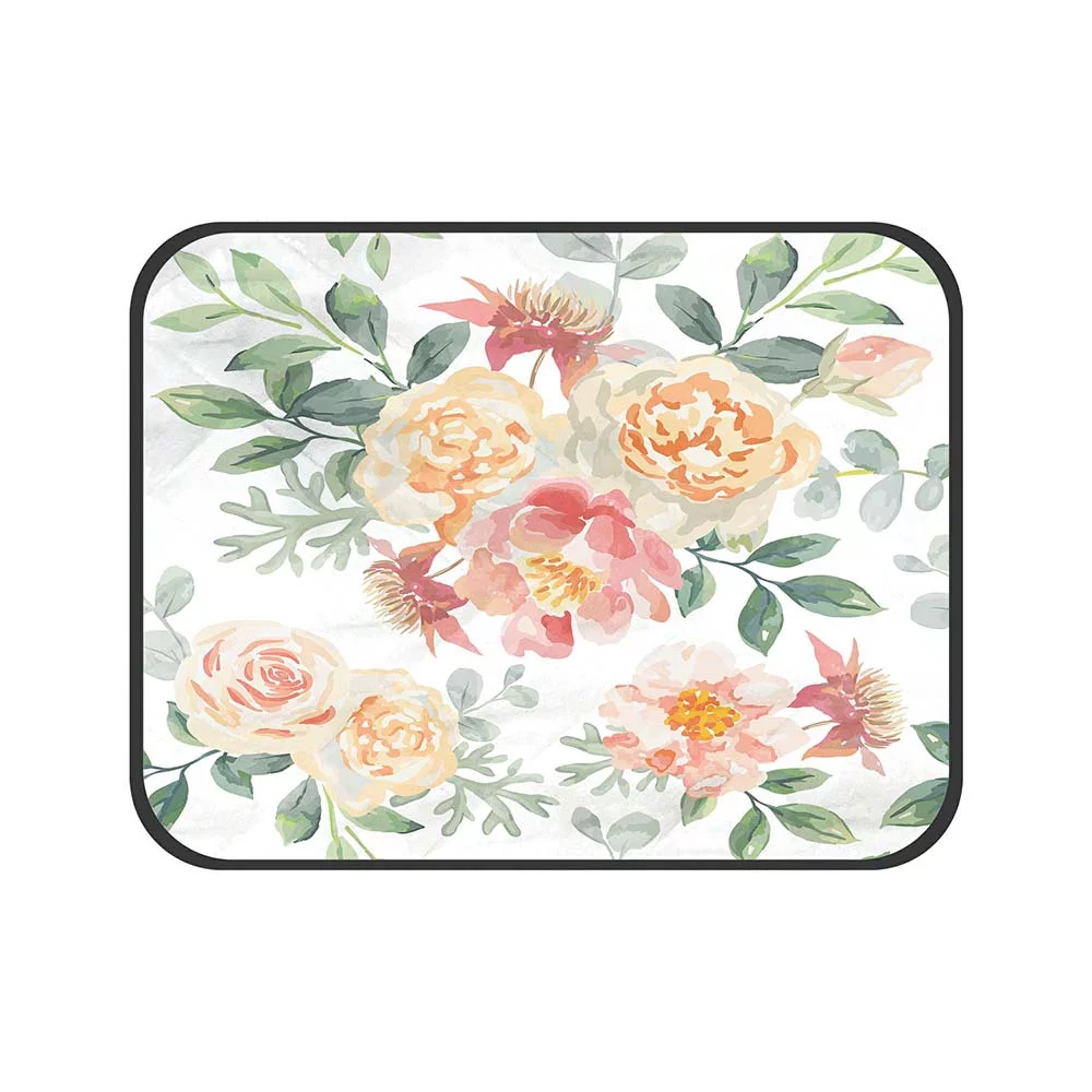 ECZJNT Pink Roses And Peonies With Gray Leaves On The White Pet Dog Cat Bed Pee Pads Mat Cushion Potty Dogs Blankets Crate Bed Kennel 28x36 inch
