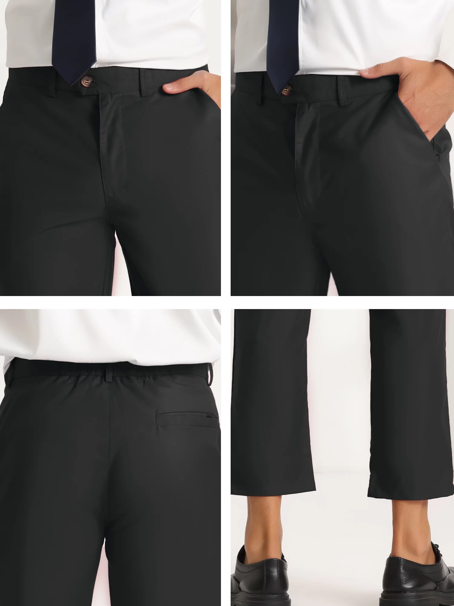 Lars Amadeus Men's Cropped Dress Pants Flat Front Ankle-Length Trousers