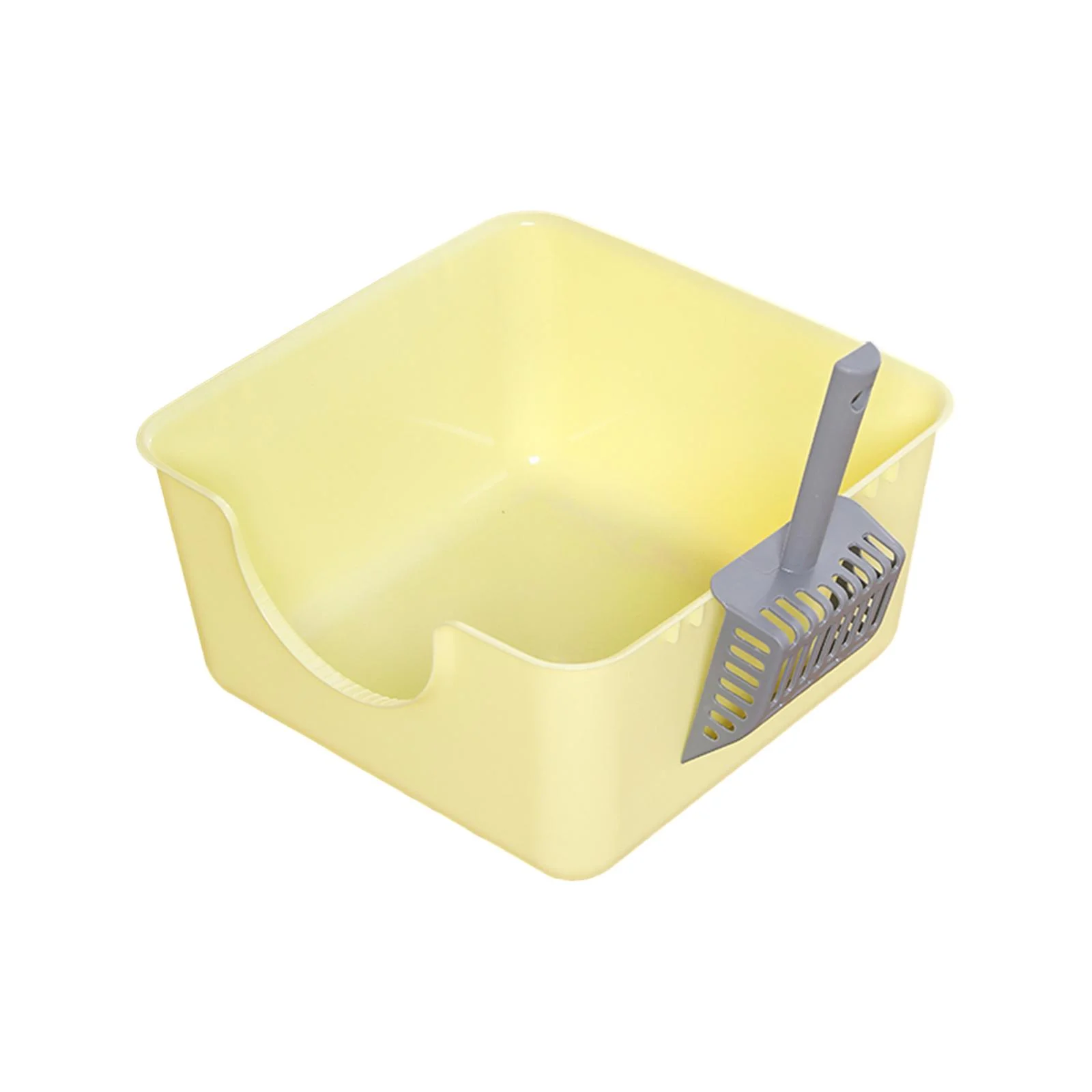 Gazechimp Open Top Pet Litter Tray Anti Splashing with Cat Litter Scooper Cat Litter Box Yellow