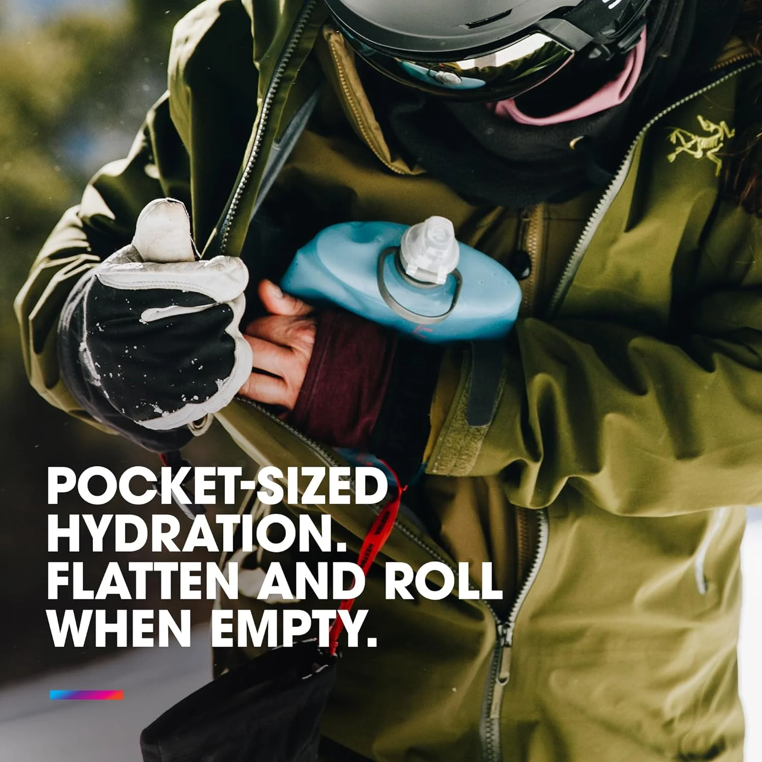 HydraPak Stow Water Bottle, Mammoth Grey, 1L/32oz,