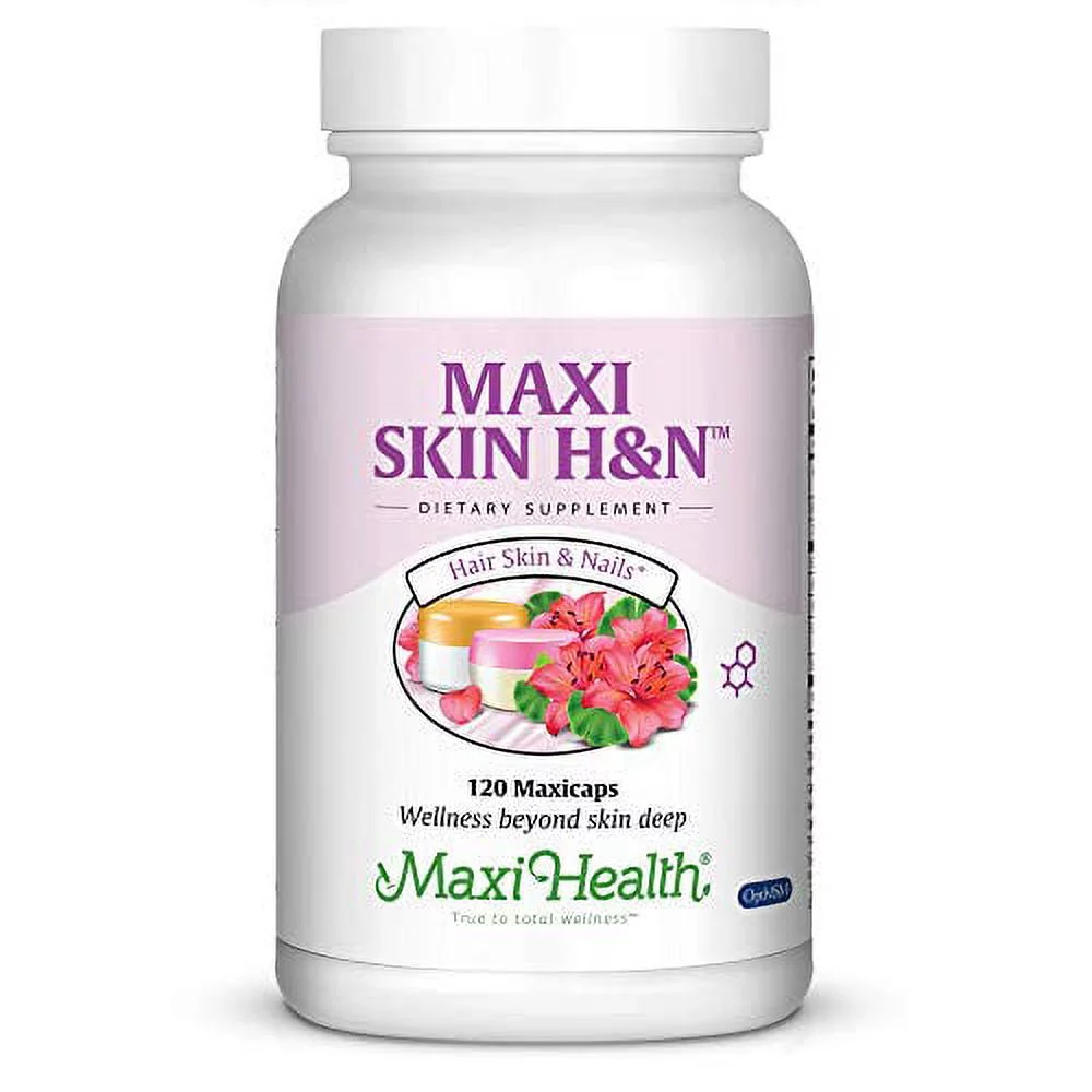 Maxi Health Skin H&N - Skin + Hair + Nail Formula - with Vitamin A & Biotin - 120 Capsules - Kosher