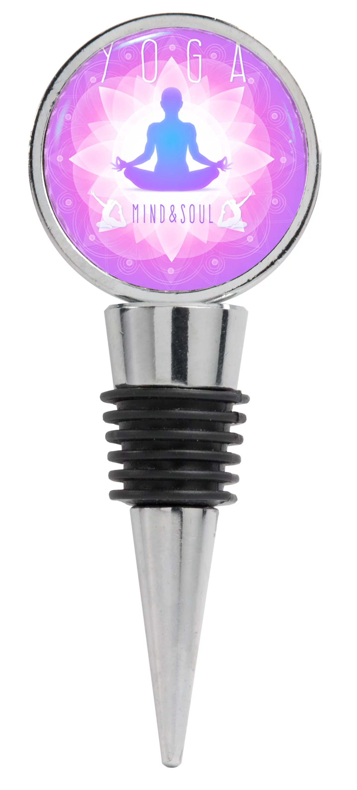 Yoga Mind and Soul Illustration with Spiritual Person Meditating Wine Stopper