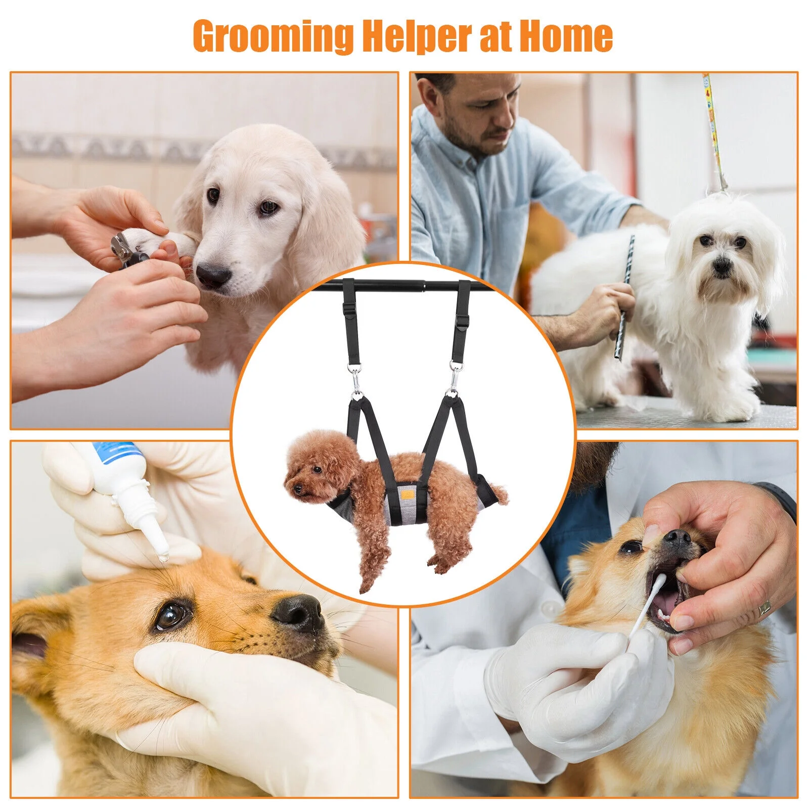 Pet Dog Puppy Hammock Grooming Restraint Harness Sling Bag Hair Nail Trimming SM