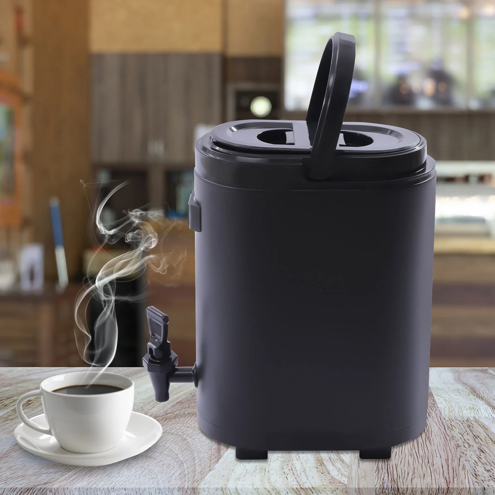 2.64 Gallon Black Insulated Hot Cold Catering Beverage Drink Dispenser Coffee