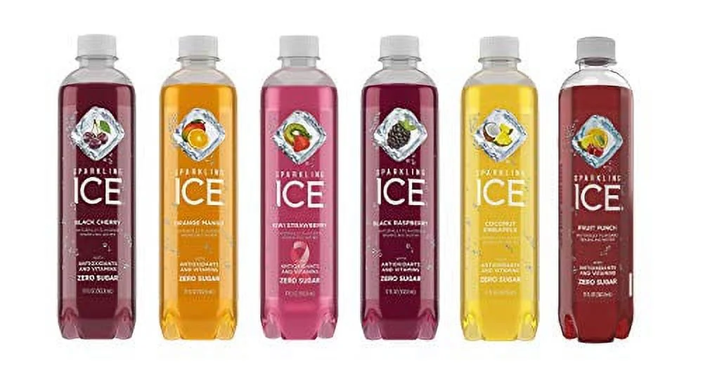 Sparkling Ice Sparkling Water, 6 Flavor Variety, with Antioxidants and Vitamins, Zero Sugar, 17 fl oz Bottles with Oasis Snacks Sticker (Pack of 6)