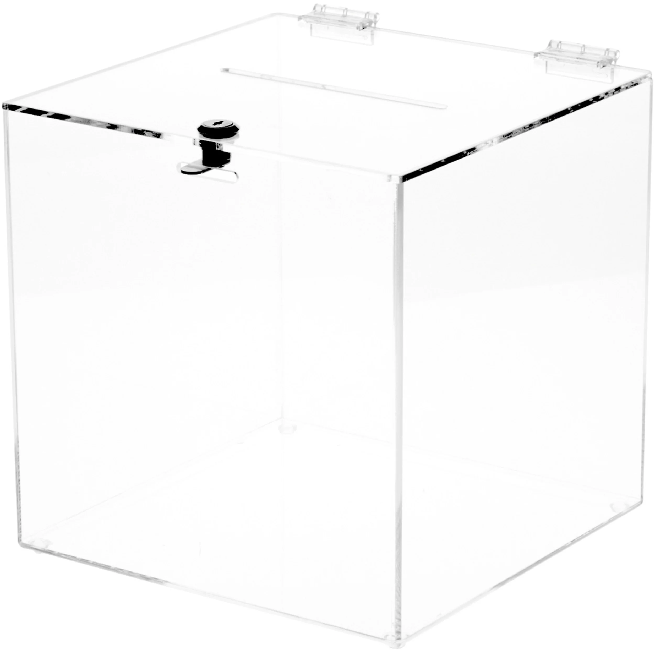 Plymor Clear Acrylic Locking Ballot / Collection / Donation Box, 10