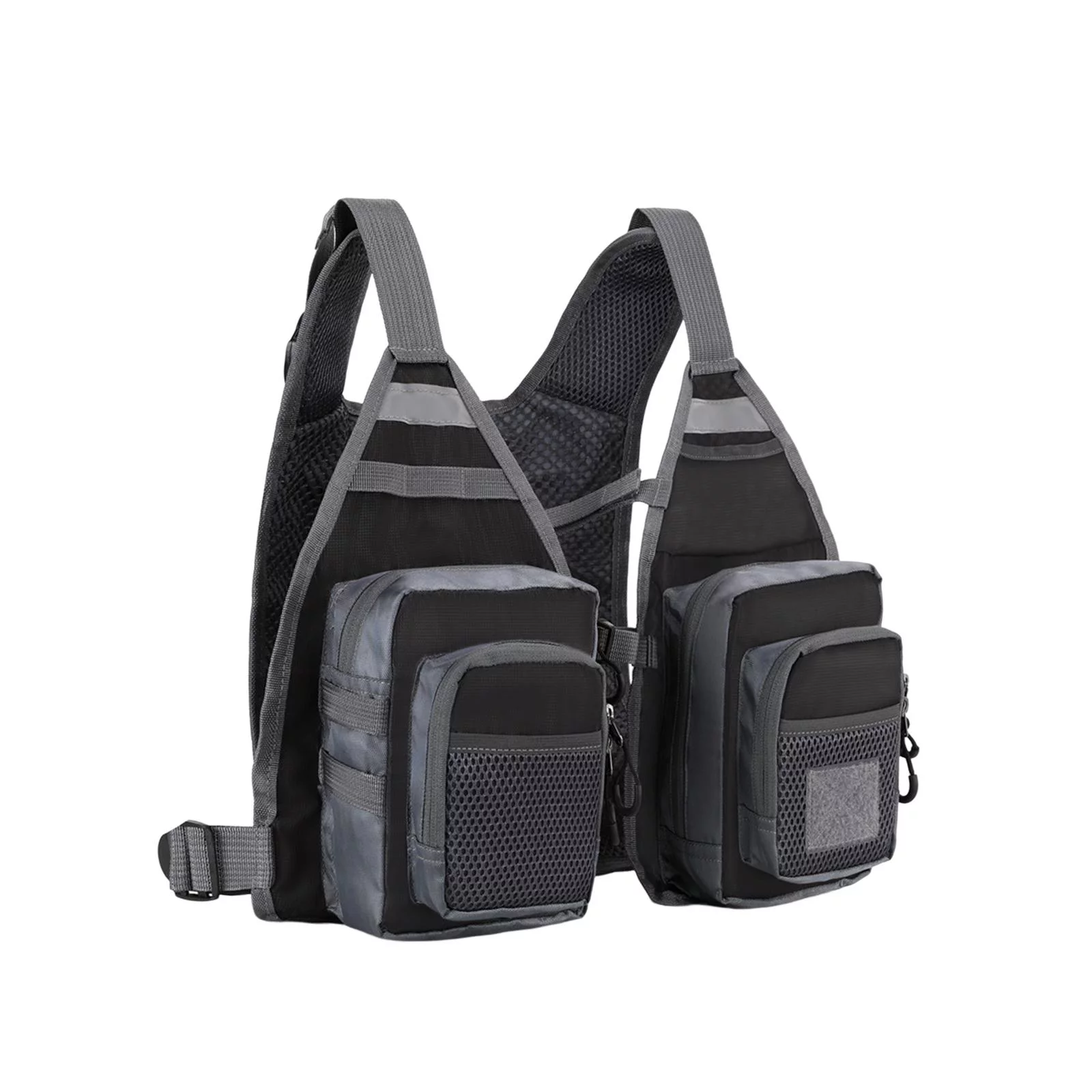 Fly Fishing Vest Mesh Fishing Vest Multi Pockets Sleeveless Jacket Waistcoat Portable Fishing Jacket Waistcoat Jacket for Climbing Hiking Black