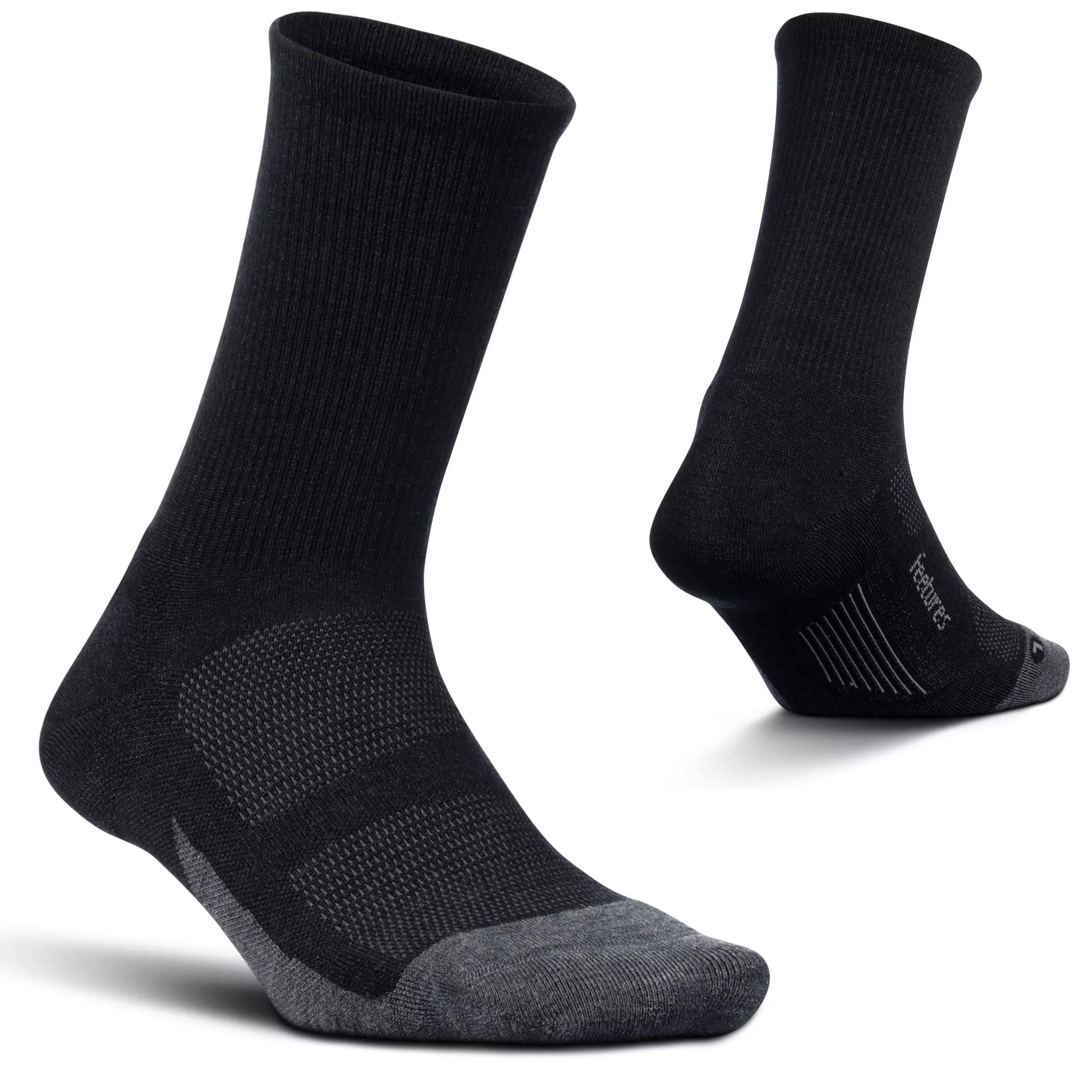Feetures Merino 10 Cushion Mini Crew- Wool Trail Running Socks for Women & Men, Hiking Socks, Targeted Compression (1 Pair) X-Large, Charcoal